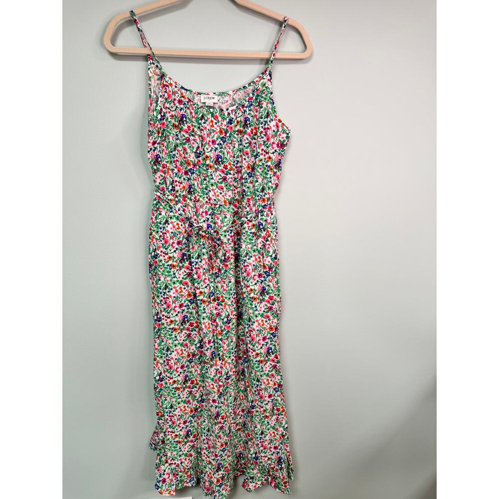 EUC! J.Crew Spaghetti Strap Midi Floral Dress - 6 - Green, Pink & Orange